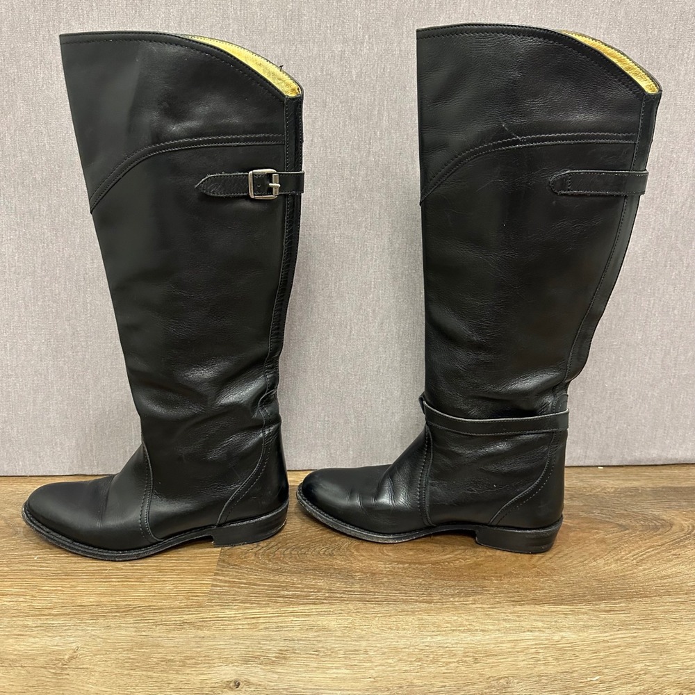 FRYE Women Black Leather Riding Boots‎ Genuine Goodyear Welt Size 6.5 READ - Picture 5 of 13